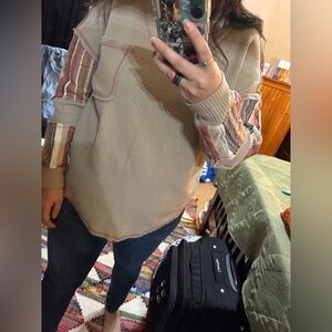 BKE long sleeve patch stripe shirt